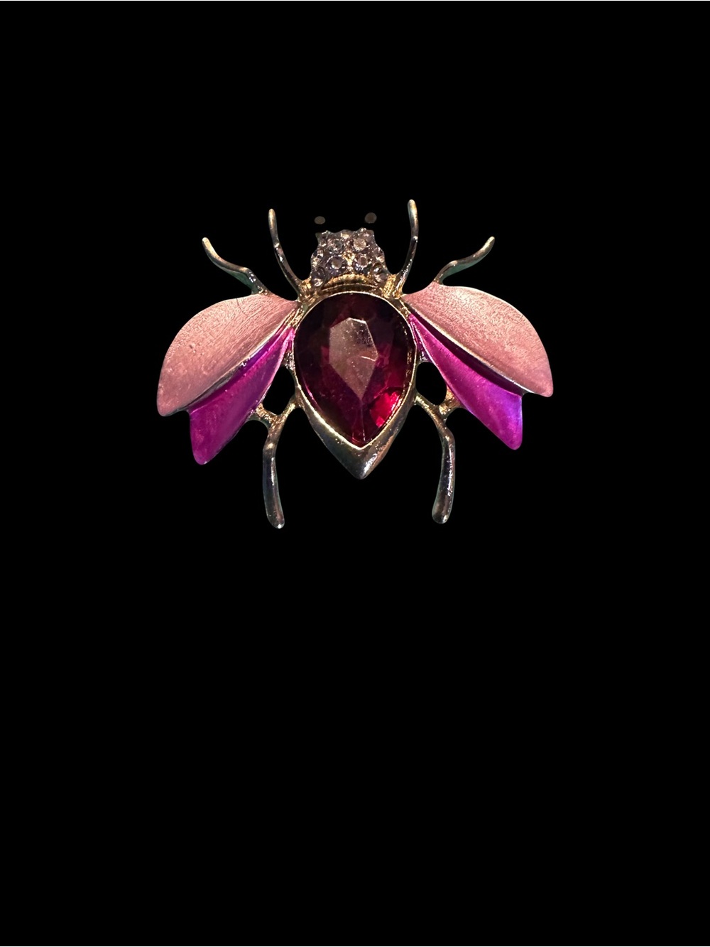 Pink Crystal Bee Brooch with Fuchsia Center Fashion Jewelry
